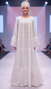 Elegante Vestido Largo Kaftan de Encaje de Algodón Blanco para Mujer, Ropa Tradicional Africana, Mangas Largas, Estilo Bispo, Lujoso para Ocasiones Especiales - Product Image 5
