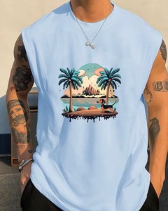 เสื้อกล้ามลำลองสำหรับผู้ชายลายภูเขา น้ำ และต้นมะพร้าว ระบายอากาศได้ดี แห้งเร็ว เป็นมิตรกับสิ่งแวดล้อม พิมพ์ลายดิจิทัล - Product Image 2