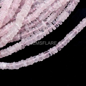 Cuentas de Cuarzo Rosa Natural Heishi de 4-5MM, Cuentas de Piedra Preciosa en Forma de Neumático Lisas para la Fabricación de Joyería, Cuentas de Cuarzo Rosa al por Mayor - Product Image 3