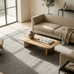 Tapis gris élégant tufté à la main, tapis texturé uni pour salon, chambre à coucher, décoration moderne de la maison, revêtement de sol doux et neutre - Product Image 5