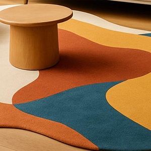 Tapis moderne abstrait ondulé, design coloré, tissé à la main, en laine douce, pour salon, chambre à coucher, décoration, forme unique, tapis de sol. - Product Image 6