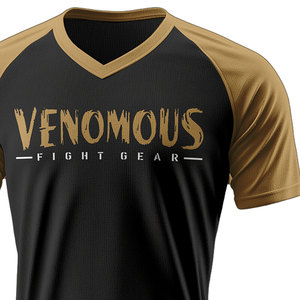 T-shirt en toile à col en V et manches raglan Venomous, 100% coton 220g, imprimé logo serpent noir, séchage rapide, coupe sportive, homme femme, taille standard - Product Image 3