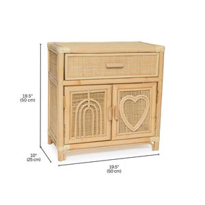 Armoire de rangement en rotin écologique pour enfants, meuble en osier naturel fait main avec portes décoratives pour la salle de jeux des enfants - Product Image 2