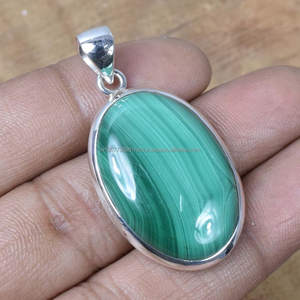 จี้เงินแท้ทำมือ925จี้เครื่องรางอัญมณีมรกตของขวัญสำหรับจี้มาลาไคต์ที่เป็นเอกลักษณ์ของเธอ - Product Image 4