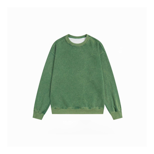 เสื้อสเวตเชิ้ตโอเวอร์ไซส์สไตล์วินเทจ ล้างสีแบบ Stone Acid Wash พร้อมปักโลโก้ตามสั่ง ราคาส่งถูก รับผลิตแบบ OEM สำหรับฤดูหนาว คอกลมสีพื้น - Product Image 4