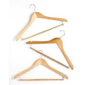 Cintres à vêtements en bois sculpté à double niveau avec fixation à crochet pour placard, salle de bain, magasin de vêtements, rangement - Product Image 4