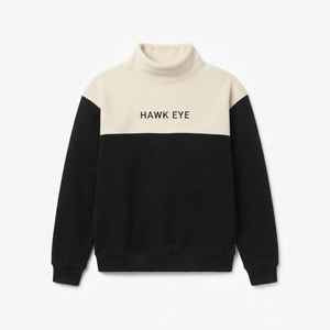Sweat-shirt à col montant pour femme, color block, noir et crème, manches longues, décontracté, pull d'automne - Product Image 6