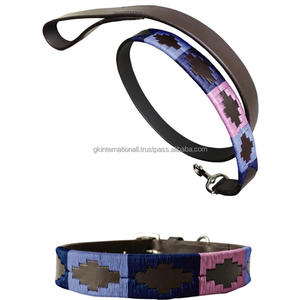 Accesorios para mascotas Polo Collares de cuero para perros Raya roja azul y blanca Mejor calidad Mayorista Fabricante Polo perro Collar para mascotas - Product Image 2