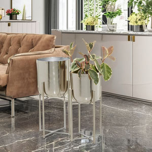 Decorative Metal Planter Nickel Plated Luxury Design Set of 2 Pieces - Product Image 1