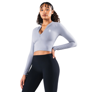 Soutien-gorge de sport à manches longues et fermeture éclair sur le devant pour femme, haut court très élastique pour le yoga, le fitness, l'entraînement, les loisirs et les activités sportives, OEM - Product Image 3