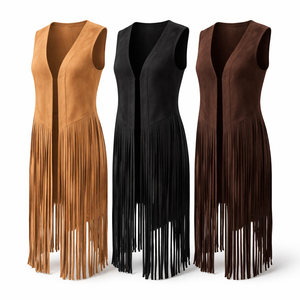 Venta al por mayor de chalecos largos de gamuza para mujer - Estilo casual, proveedor OEM y mayorista - Product Image 3