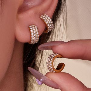 ต่างหูหนีบแบบหนา สแตนเลส ไม่ต้องเจาะหู ประดับคริสตัลเซอร์โคเนีย - Product Image 5