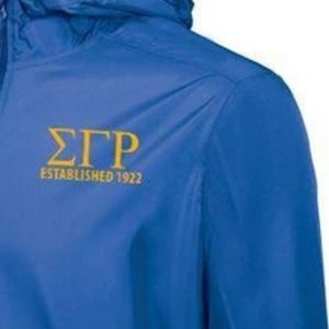 Sigma Gamma Rho <b>Sequin</b> Bomber <b>Jacket</b> SGRho Greek Sorority Gold Blue Sparkle <b>Jacket</b> Womens Greek Apparel - Product Image 3