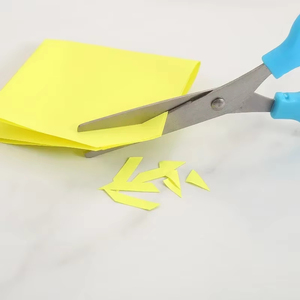 plastic scissor 5pcs Plastic Handle Hand Scissors Stainless Steel Office Scissors Students Paper scissor <b>Blade</b> Green Color 13cm - Product Image 5