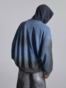 Washed Gradient Rhinestone Hoodie Cotton Fleece Oversized <b>Pullover</b> <b>Men</b> Hoodies Streetwear Fade Effect Hoodies for <b>Men</b> OEM Supply - Product Image 2