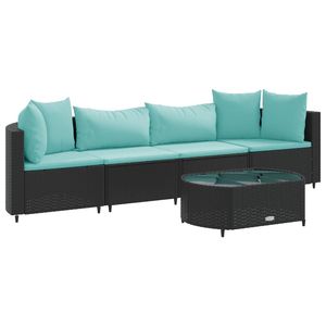 Ensemble de 4 canapés de patio noirs et bleu aqua pour la détente en jardin - Product Image 2