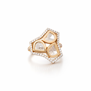 18ct Gold Pear Cut Cubic Zirconia Cluster Halo <b>Ring</b> for Women Luxury Geometric <b>Statement</b> Design Wedding Party Fine Jewelry Gift - Product Image 1