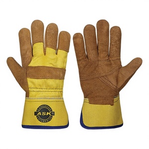 Gants de travail en cuir de vachette robustes Gants de sécurité pour la ferme de jardinage industriel avec protection doublée de coton - Product Image 1