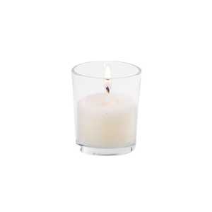 Frasco de vidrio redondo para velas con tapa de madera, forma cilíndrica, para decoración del hogar. - Product Image 2