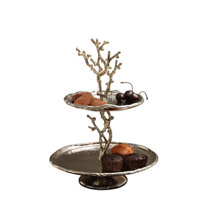 Wholesale Elegant Butter Fly Ginkgo Gold 2 Tier <b>Cake</b> <b>Stand</b> Dessert <b>Stand</b> Home Decor Dessert <b>Stand</b> For Table Top Centerpiece - Product Image 3