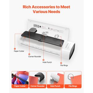 Machine à plastifier à chaud et à froid pour format de papier A3 maximum, plastifieuse thermique rapide en 1 minute, épaisseur de plastification de 3 à 5 mils pour usage bureautique - Product Image 4