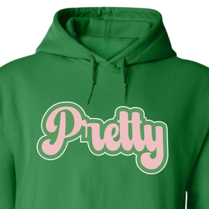เสื้อฮู้ดดี้พรีเมียม AKA Pretty Hoodie ผ้าฟลีซแบบสวมหัว สกรีนลายตามสั่งสำหรับชมรมหญิงสาวกรีก เสื้อฮู้ดดี้ลำลองสำหรับผู้หญิง สีเขียวเคลลี่ชมพู - Product Image 4