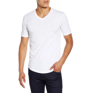 Premium Men's Plain White V-Neck Short Sleeve <b>T</b>-<b>Shirt</b> <b>Polyester</b> Breathable Lightweight Custom Logo Support Wholesale - Product Image 1