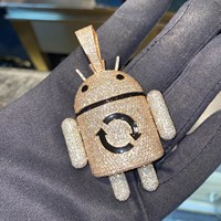 Collier Pendentif Robot Hip Hop Iced Out en Argent 925 avec Diamant Moissanite Style Bling Tech pour Hommes et Femmes