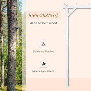 Arco per Piante Rampicanti da 2,1 m, Facile da Montare, in Legno e Acciaio, con Pannelli Laterali in Abete Naturale e Rivestimento in Vinile Bianco per Esterni - Product Image 4