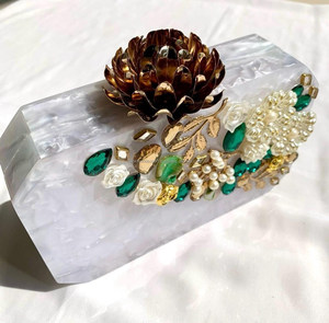 ArtGlow Clutch Resin Crafted Elegance in Your Hand Waterproof Magnetic Closure Capacity Diamond & Flower <b>Decorations</b> - Product Image 6