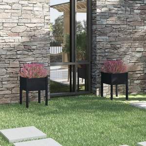 Grand ensemble de 2 jardinières en pin massif noir, conçues pour durer, pour pots de fleurs et jardinières - Product Image 1