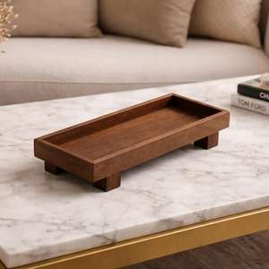 Wooden Storage Tray Irregular Shape Varnished Minimalist Design Single Tier For Living Room Use wood personalized serving tray - Product Image 5