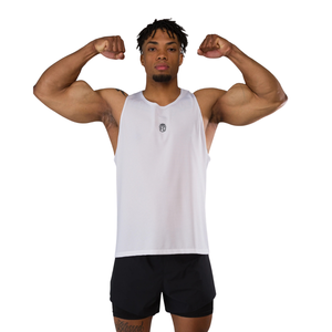 Camiseta sin mangas para hombre, ligera, para gimnasio, entrenamiento, transpirable, chaleco deportivo, ropa deportiva, color blanco - Product Image 3
