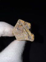 Venta al por mayor de los hombres de encargo 925 sólido plata Pave Moissanite diamante probador chapado en oro Cruz helado Bling anillo para raperos Hip Hop