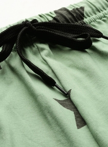Shorts en coton tricoté imprimé vert pour femme, taille mi-haute, avec cordon de serrage, coupe décontractée, respirant - Product Image 5