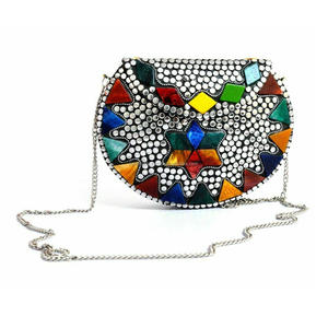 Sac à main en bois de style antique avec sac à main suspendu décoratif à la mode en pierre naturelle colorée pour cadeaux - Product Image 1