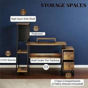 Scrivania per Computer in Stile Rustico Marrone per Ufficio o Studio con Elegante Finitura Marrone Rustico - Product Image 4