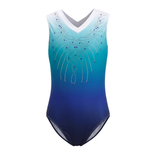Customized Girls <b>Gymnastic</b> Competition <b>Leotards</b> Polyester Microfiber Embossed Shiny Rhinestone <b>Rhythmic</b> Artistic Training - Product Image 5