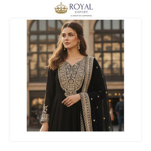 Traje Anarkali de Georgette Sintética con Bordado de Hilo, Estilo Clásico de Diseñador, Calidad Estándar, Precio Más Bajo, en Venta - Product Image 5