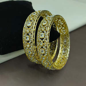 Gold Plated Crystal Stone Bangles Set - Product Image 1