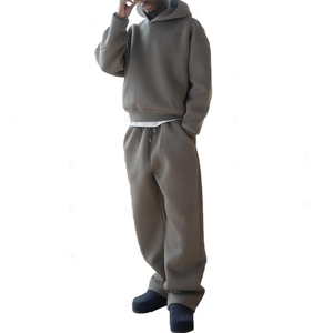 Ensemble de survêtement pour homme en molleton 100% coton personnalisé, sweat-shirt oversize et pantalon de jogging ample, 2 pièces, survêtement d'hiver de haute qualité pour homme - Product Image 2