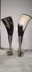 Flûte à champagne artisanale en corne de buffle, verre à vin de luxe en corne naturelle avec tige métallique, vaisselle écologique, vente en gros - Product Image 4