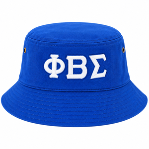 Sombrero de Pescador Azul Rey para Hombre Phi Beta Sigma con Bordado de Letras Griegas Blancas, Ala Ancha, Casual, para Exteriores, Protección Solar, Pesca - Product Image 3
