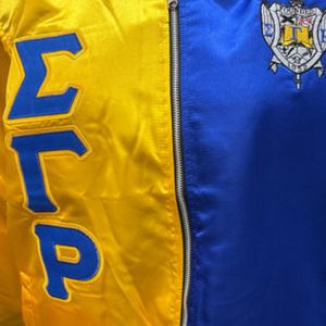 Custom SGRHO Satin <b>Reversible</b> Waterproof <b>Jacket</b> Sigma Gamma Rho Women's Greek Sorority Embroidered Bomber Outerwear Cotton - Product Image 6