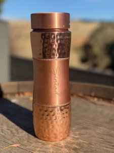 Bouteille d'eau sport en cuivre pur, écologique, martelée, imprimée, bienfaits pour la santé, taille personnalisée, couvercle, gym, école, 1000 ml - Product Image 2