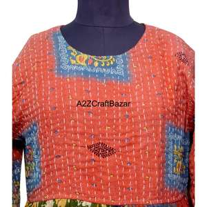 สินค้ามาใหม่ ขายส่ง ชุดเดรสผ้าฝ้ายแท้ 100% สไตล์วินเทจ คันธา ชุดเดรสยาวคันธา ชุดชายหาด คันธา ชุดเดรสยาวสำหรับผู้หญิง - Product Image 4