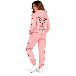 Ensemble de survêtement de Noël pour femme de haute qualité, imprimé graphique, sweat à capuche et pantalon de jogging, couleur unie, personnalisé, pour les fêtes - Product Image 4