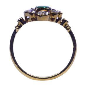 Gemvanity R993 Anillo de Compromiso y Boda Unisex de Oro de 14K con Esmeralda de Corte Brillante y Diamantes, Diseño Clásico de Lujo - Product Image 2