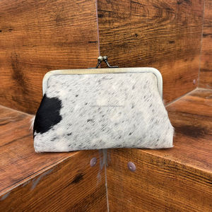 Nouvel arrivage de cheveux à motif occidental sur peau de vache en cuir porte-monnaie pochette élégante pochette portefeuille pochette en cuir - Product Image 2