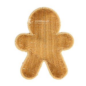 Christmas Gingerbread Man Eco-Friendly Rattan Woven <b>Bread</b> <b>Basket</b> Serving Tray Storage for Party Decor - Product Image 1